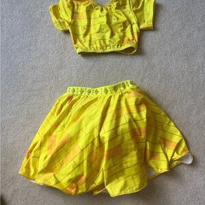 Yellow Sequin Accent Two-Piece Kids Dance Costume
